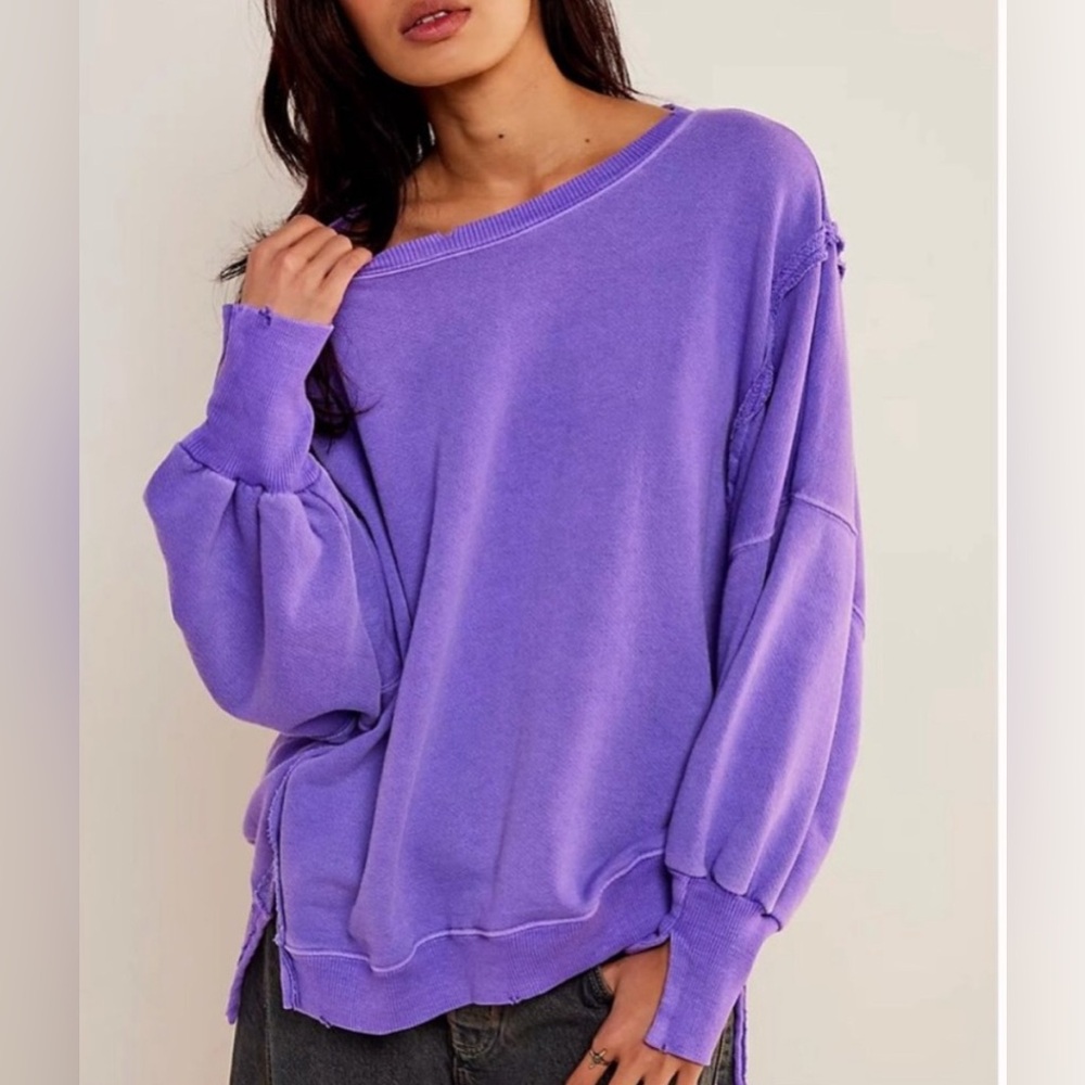 NWT Free people Camden sweatshirt pullover sweater ultraviolet purple